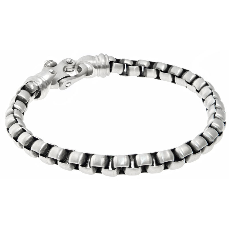 Men's Stainless Steel Brushed Round Box Chain Bracelet image number null