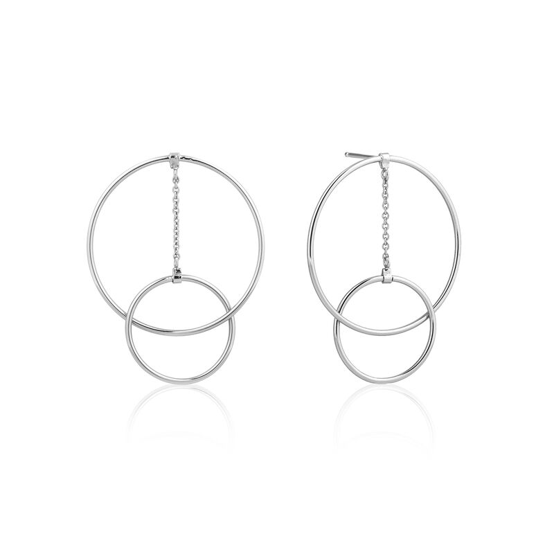 Modern Front Hoop Earrings in Sterling Silver image number null
