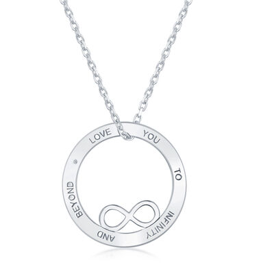 Love You to Infinity & Beyond Pendant in Sterling Silver