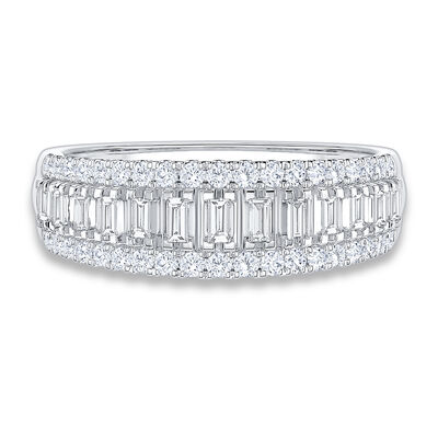 Diamond 1/2ctw. Baguette & 14k White Gold Anniversary Ring