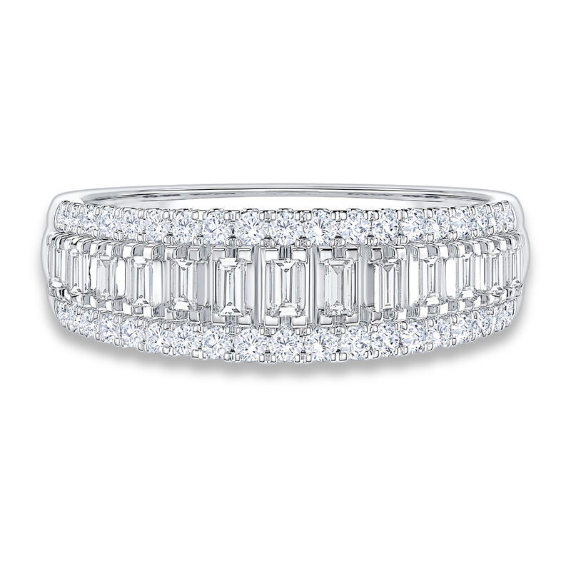 Diamond 1/2ctw. Baguette & 14k White Gold Anniversary Ring image number null