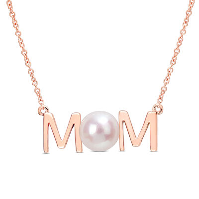Freshwater Pearl Mom Necklace in 10k Rose Gold