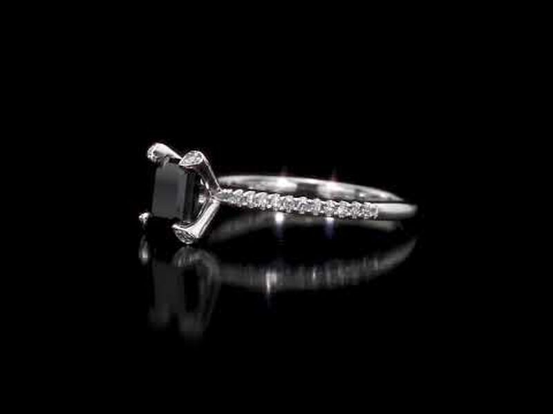 Black & White Diamond Engagement Ring  1 1/10ctw. in 10k White Gold image number null