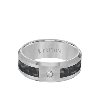 Men's Triton Tungsten & Black Carbon Fiber Diamond Ring
