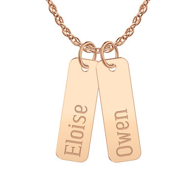 Set of 2 Engravable Name Tag Pendants in Gold Plated Sterling Silver
