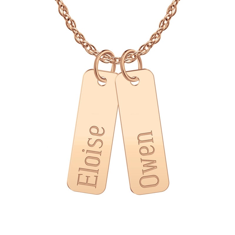Set of 2 Engravable Name Tag Pendants in 14k Rose Gold image number null