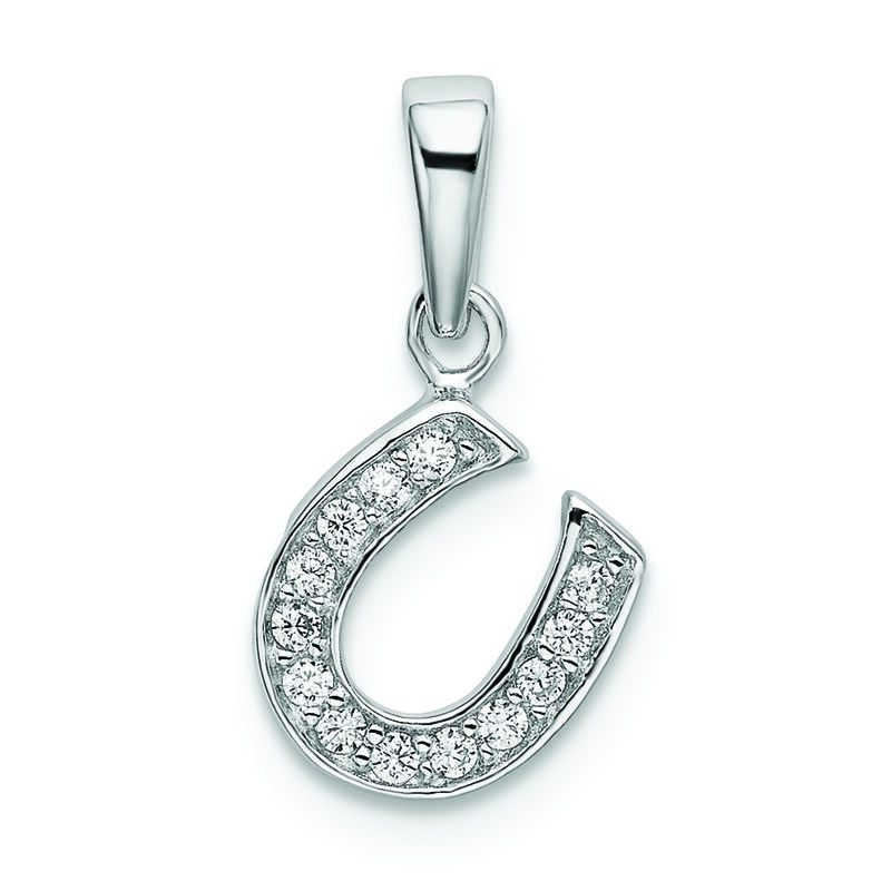CZ Horseshoe Charm in Sterling Silver image number null
