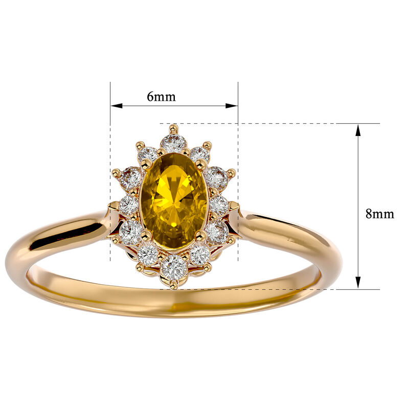 Oval-Cut Citrine & Diamond Halo Ring in 14k Yellow Gold image number null
