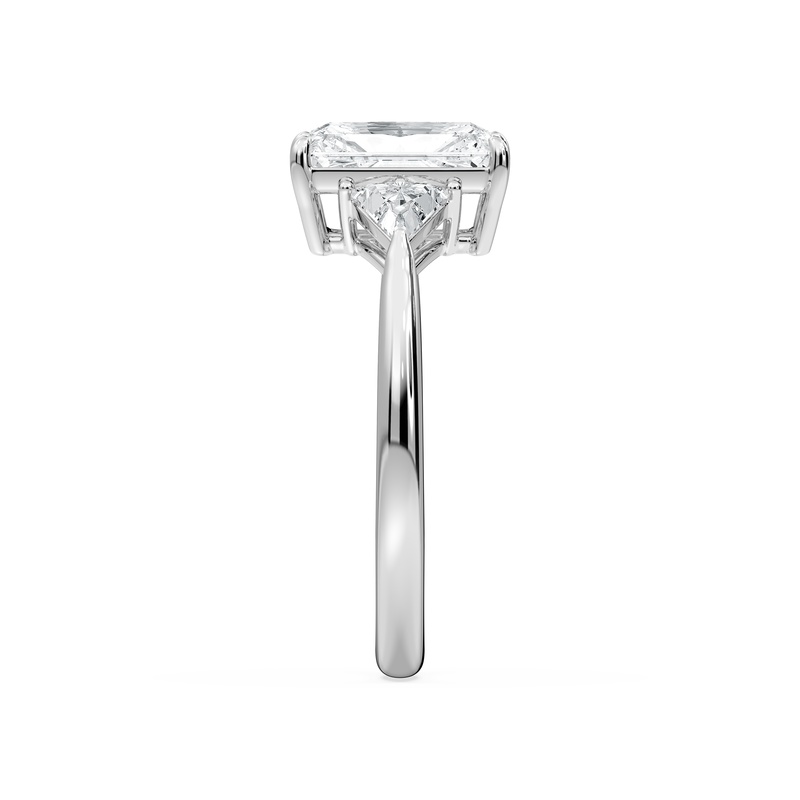 Radiant Lab Grown Diamond 2 1/2ctw. Three Stone Engagement Ring in 14k White Gold image number null