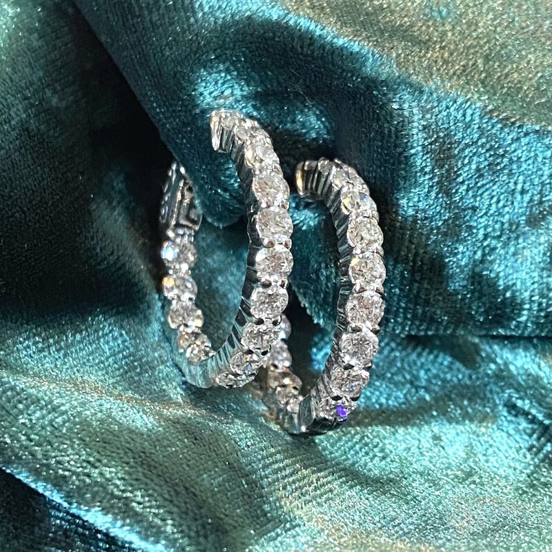 Round Diamond 2ctw. In & Out Hoop Earrings image number null