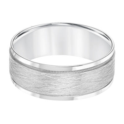 Men's Brushed & 14k White Gold Wedding Ring (8mm)