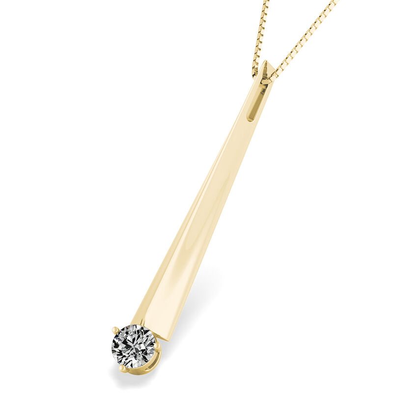 Sirena 1/5ctw. Diamond Stick Pendant in 14k Yellow GoldOval 3ctw. Lab Grown Diamond Halo Engament Ring in 14k White Gold image number null