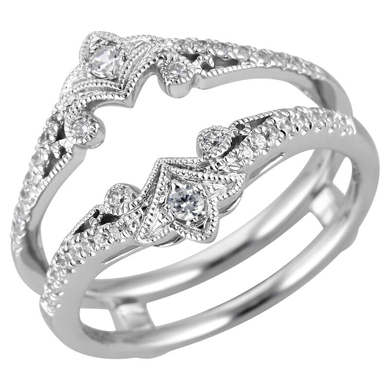 Diamond 1/4ctw. Vintage-Style Ring Insert & Enhancer in 14k White Gold image number null