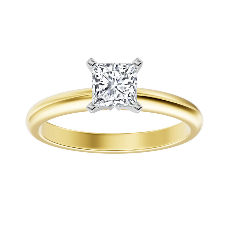Princess Cut Lab Grown Diamond 3/4ct Solitaire Engagement Ring in 14k Yellow Gold image number null