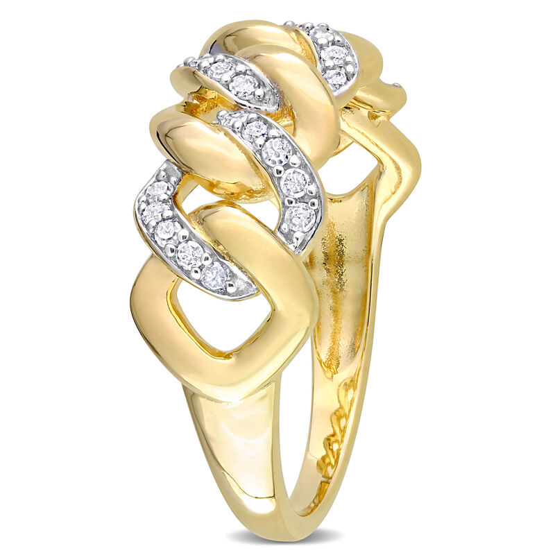 Diamond Chain Link Ring in Yellow Gold Plated Sterling Silver image number null