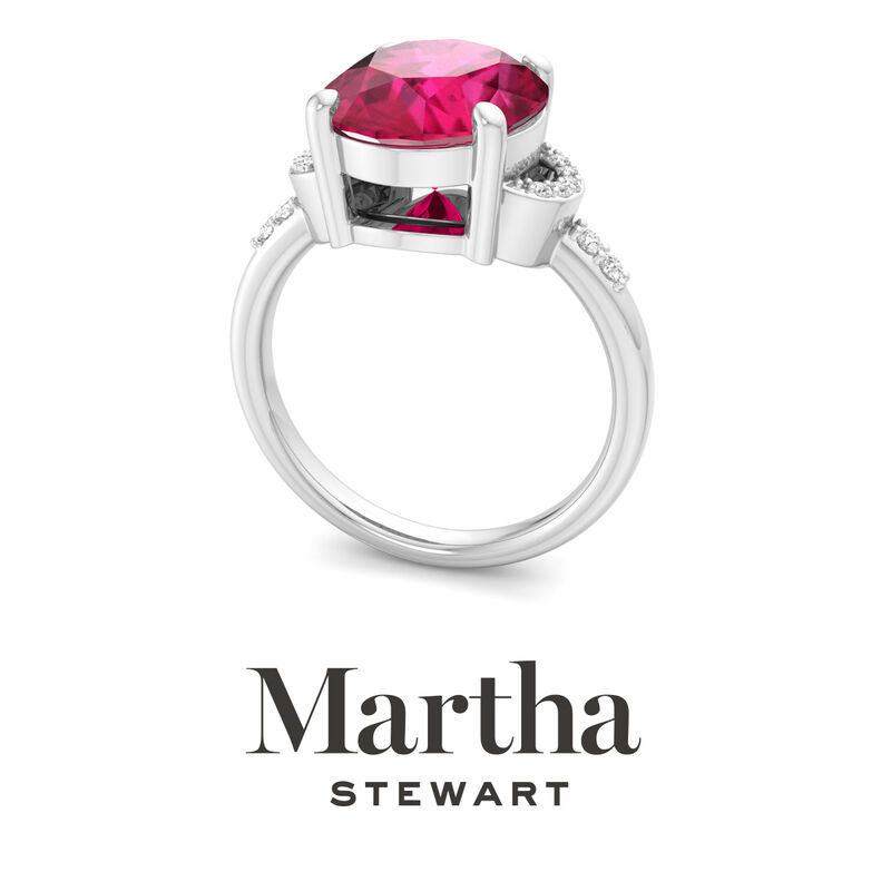 Martha Stewart Oval Ruby and Lab Grown Diamond Ring in Sterling Silver image number null