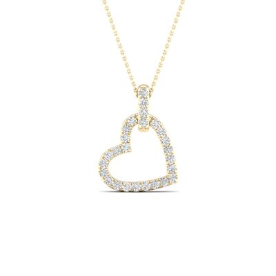 Brilliant-Cut 0.20ctw. Diamond Heart Pendant in 10k Yellow Gold