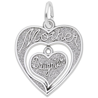 Mother Daughter Charm in 14K White Gold