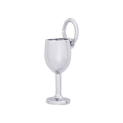 Wine Glass Sterling Silver Charm