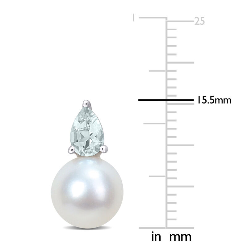 Aquamarine & Freshwater Cultured Pearl Stud Earrings in Sterling Silver image number null