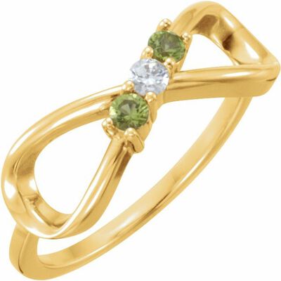 Infinity 3-Stone Family Ring in 10k Yellow Gold