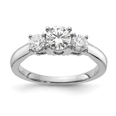 Lab Grown Three-Stone Brilliant-Cut Engagement Ring in 14k White Gold