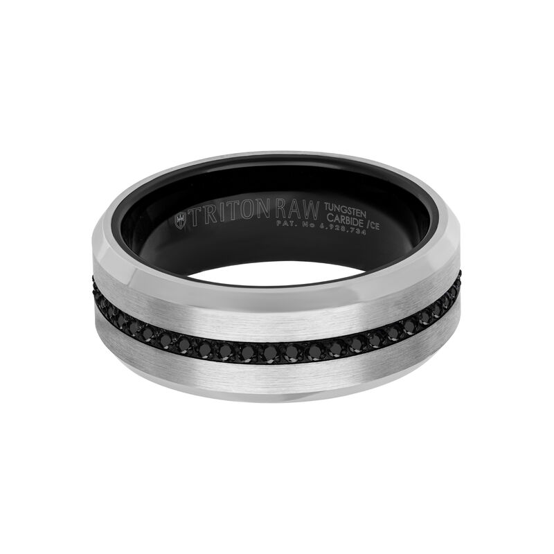 Men's Edge & White Tungsten Wedding Ring (8mm) image number null