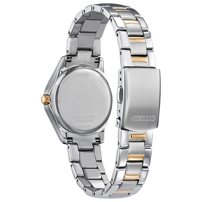 Citizen Ladies' Silhouette Crystal Gold Tone Stainless Steel Silver Dial With Date Bracelet 30mm Watch FE1146-71A image number null