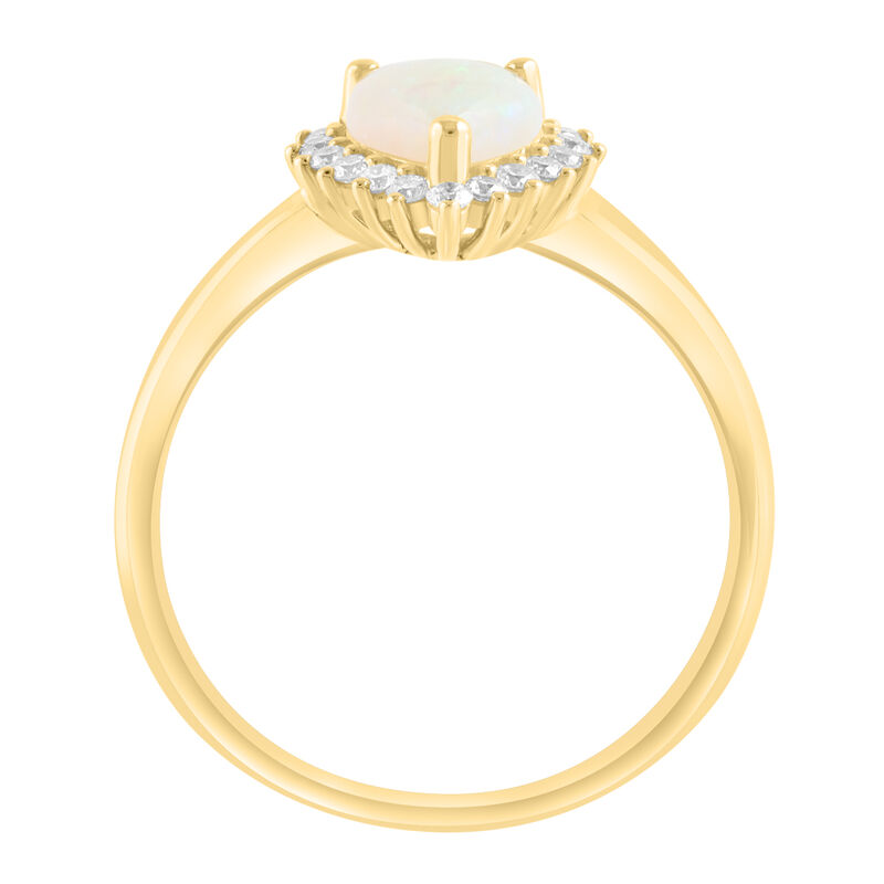 EFFY Pear-Shaped Opal & Diamond Halo Ring in 14k Yellow Gold image number null