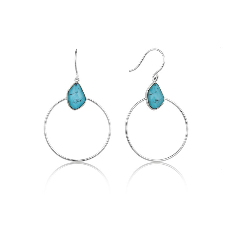 Turquoise Front Hoop Earrings in Sterling Silver image number null