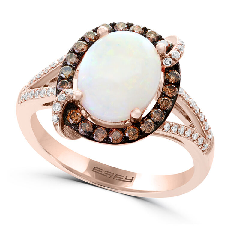 EFFY Oval Opal & Diamond Ring in 14k Rose Gold image number null