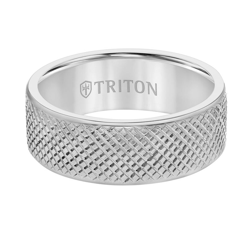 Triton Tantalum Cross Hatch Center 8mm Wedding Band  image number null
