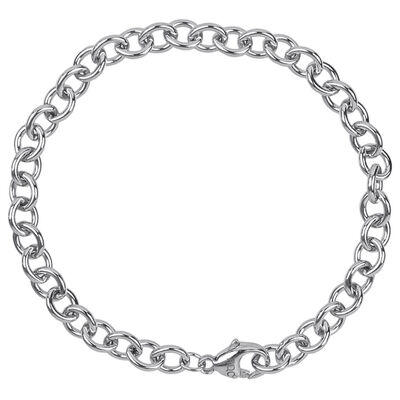 Round Cable Link Classic Bracelet in Sterling Silver