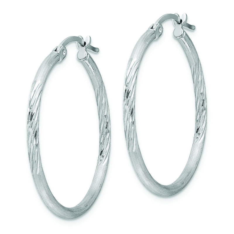 Diamond-Cut 2mm Hoop Earrings in Sterling Silver image number null