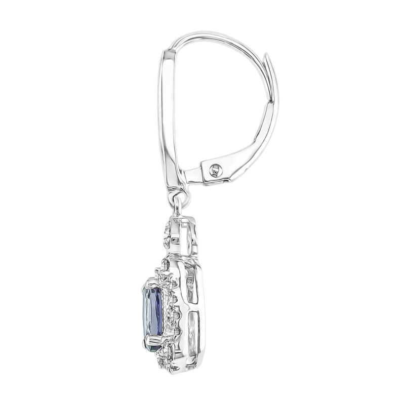 Iolite & Diamond Oval Earrings in 10k White Gold image number null