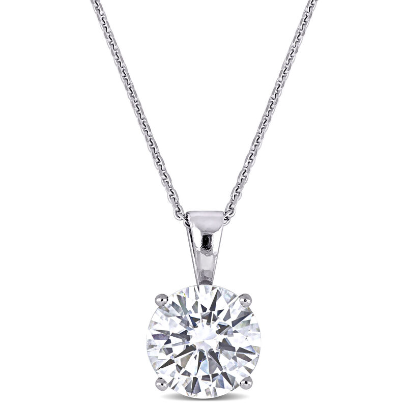 Created Moissanite Solitaire Pendant in 14k White Gold image number null