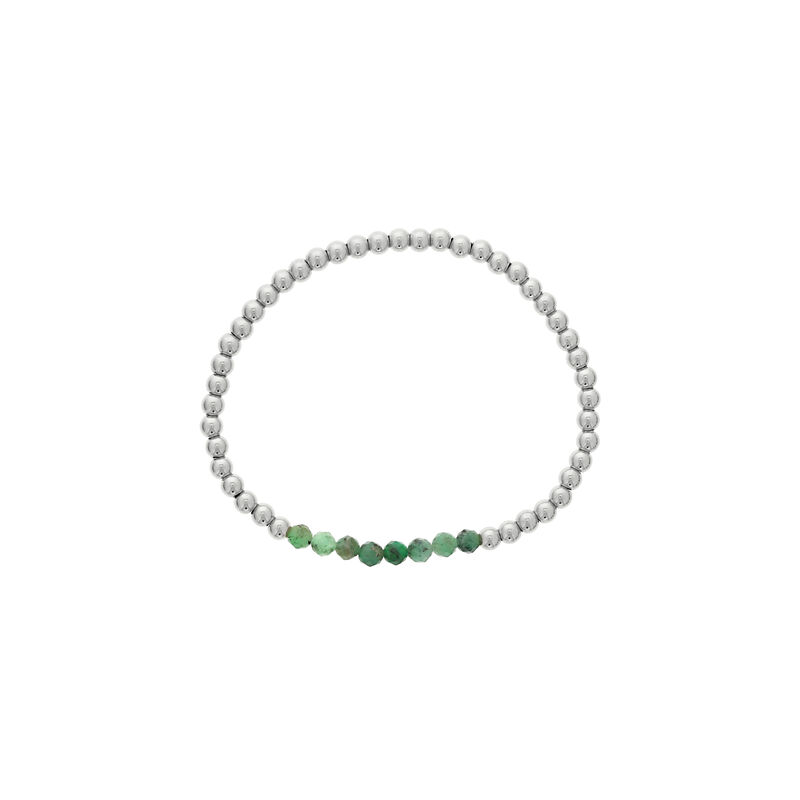Emerald Birthstone Beaded Bracelet in Sterling Silver image number null