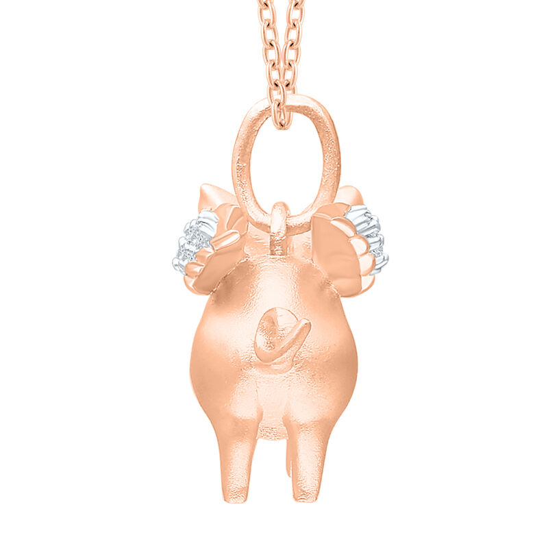 Brilliant-Cut .05ctw. Black & White Diamond When Pigs Fly Pendant in Rose Gold Plated Sterling Silver image number null