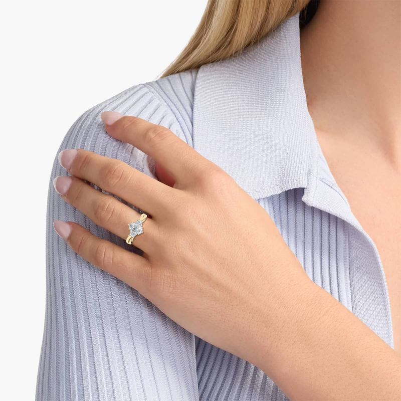 Duchess Oval Lab Grown Diamond 2 1/2ctw. Three Stone Twist Engagement Ring in 14k Yellow Gold image number null