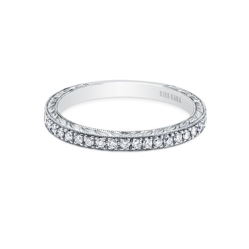 Hand Engraved Diamond Band in 18k White Gold  K1170D-B image number null