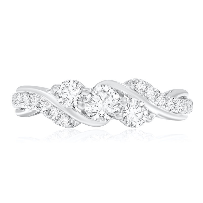 Brilliant-Cut 3/4ctw. Diamond Three-Stone Plus Engagement Ring in 14k White Gold image number null