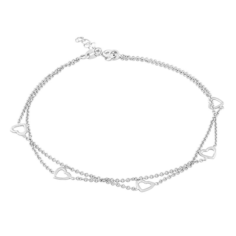 Open Hearts Double Strand Anklet in Sterling Silver image number null