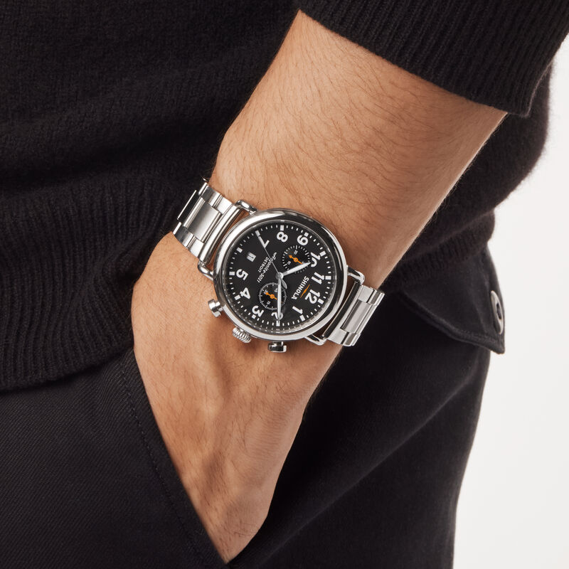 Shinola Runwell Stainless Steel Black Dial 41mm Watch S0120266187 image number null