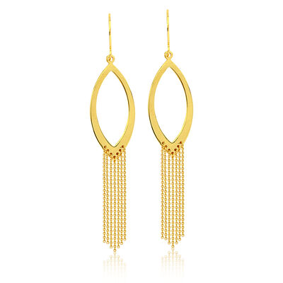 Marquise Drape Chain Fashion Dangle Earrings in 14k Yellow Gold