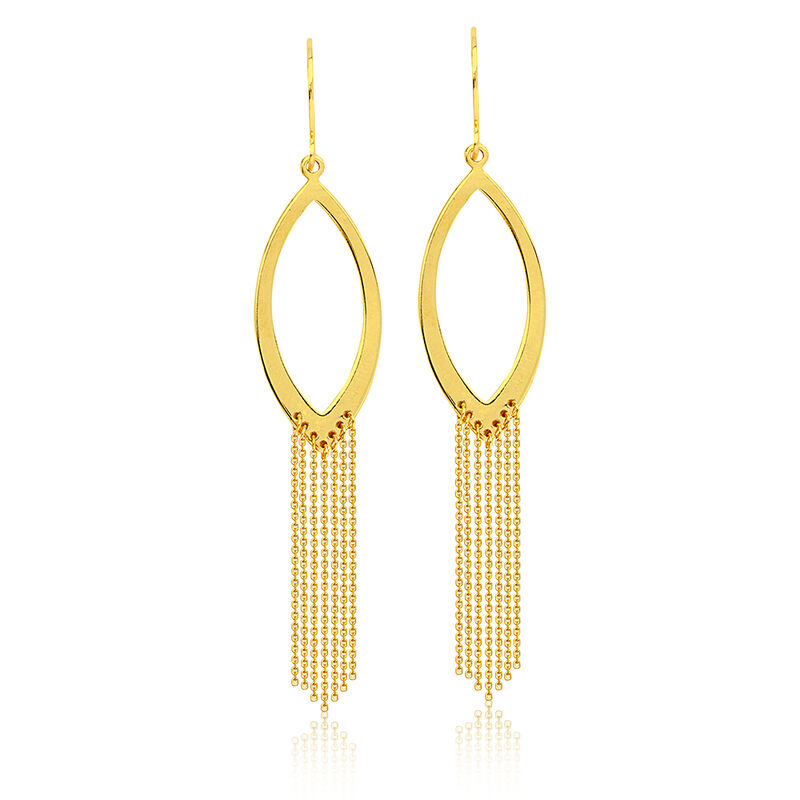Marquise Drape Chain Fashion Dangle Earrings in 14k Yellow Gold image number null