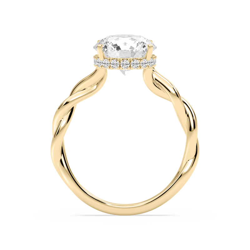 Round Lab Grown Diamond 3 1/8ctw. Twist Hidden Halo Engagement Ring in 14k Yellow Gold image number null