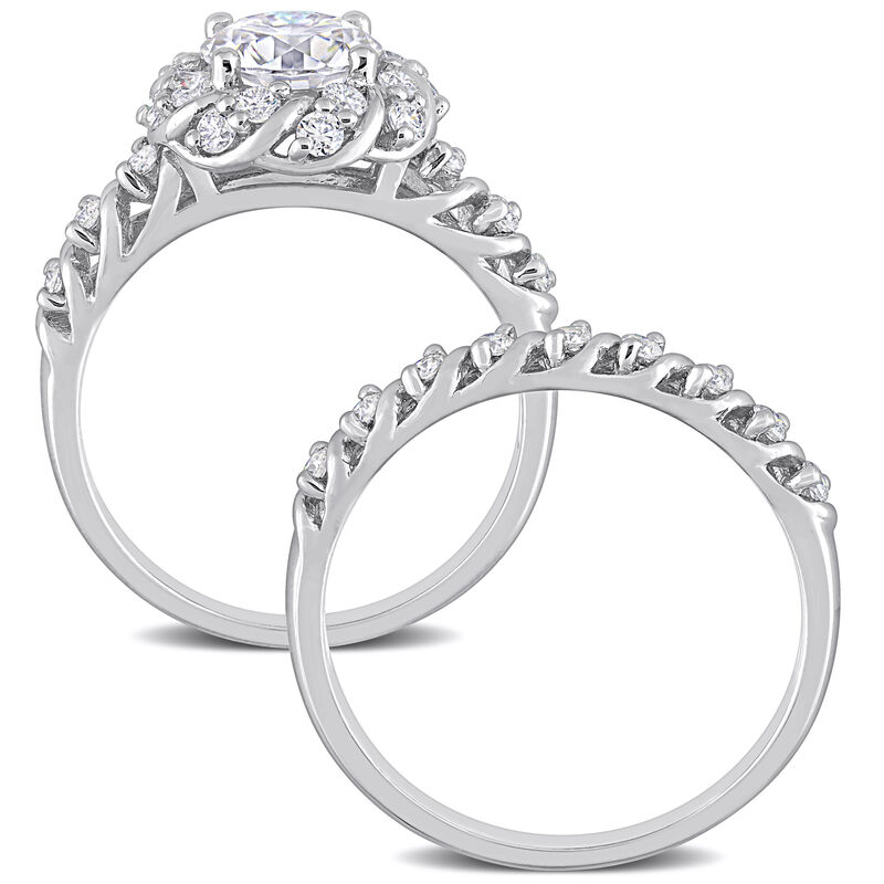 Brilliant-Cut 1 7/8ctw. Moissanite Halo Bridal Set in Sterling Silver image number null
