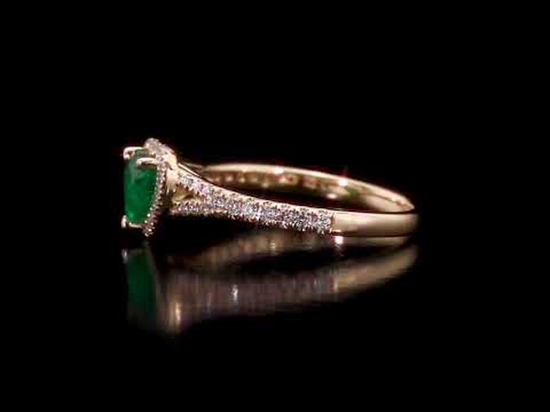 Emerald & Diamond Heart Ring in 14k Yellow Gold image number null
