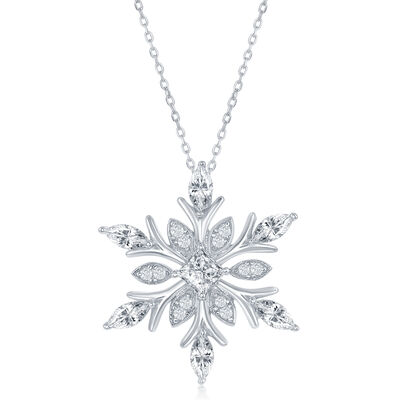 CZ Snowflake Pendant in Sterling Silver