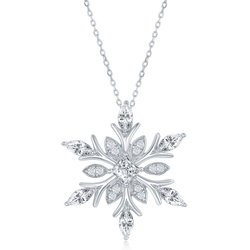 CZ Snowflake Pendant in Sterling Silver image number null